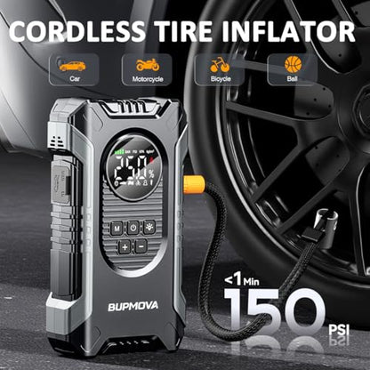 7000A Portable Car Battery Jump Starter with Air Compressor 150PSI - color: Silver