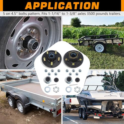 5x4.5 Trailer Hub Kits for 3500lb 1-1/16'' to 1-3/8'' Tapered Axle