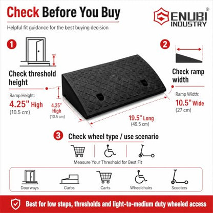 Curb Ramp Portable Lightweight Heavy Duty Plastic Threshold Ramp for Driveway, Loading Dock, Sidewalk, Car, Scooter, Bike, Motorcycle - size: 4.25" 1PCS