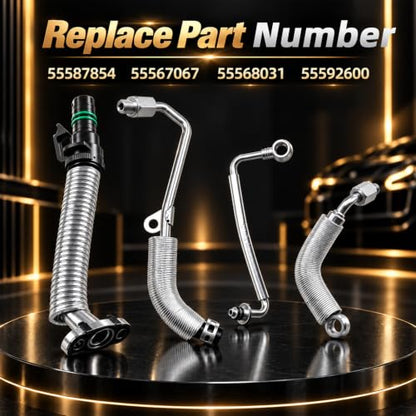 FUSCH Turbo Oil Return Drain Line & Oil Feed Pipe Hose kits Compatible with Chevy Cruze 2011-2016 Sonic 2012-2020 Trax 2015-2021 Buick Encore 2013-2021 1.4L Engine Replace#: 55587854 55592600 55568031
