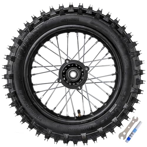 12" Complete Dirt Bike Rear Wheel 80/100-12 Tire Rim Set 15mm Bearing for Pit Bike Motocross Off Road 50cc 70cc 90cc 125cc 140cc SSR Apollo Taotao DB14 DB17 XR70 CRF50 CRF70 KX65 XR CRF 70 - color: Rear 80/100-12, size: 15mm Bearing
