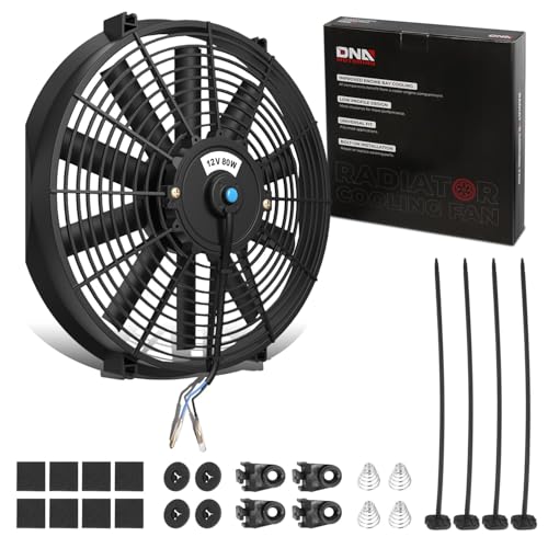 DNA Motoring 14 Inch High Performace Electric Cooling Slim Radiator Fan with Mount Kit, Black, RAF-14+FMK - color: Black, size: 14 Inch