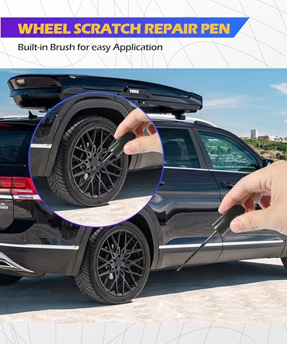 SCUARI Touch Up Paint for Cars,Wheel Paint,Car Accessories Car Paint Scratch Repair,Car Paint Pen,Car Scratch Remover Pen,Wheel Scratch Fix,Touch Up Paint Pen,Fit for Car Rim Scratch Repair (Black) - color: Black