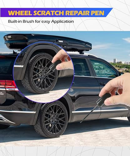 SCUARI Touch Up Paint for Cars,Wheel Paint,Car Accessories Car Paint Scratch Repair,Car Paint Pen,Car Scratch Remover Pen,Wheel Scratch Fix,Touch Up Paint Pen,Fit for Car Rim Scratch Repair (Black) - color: Black