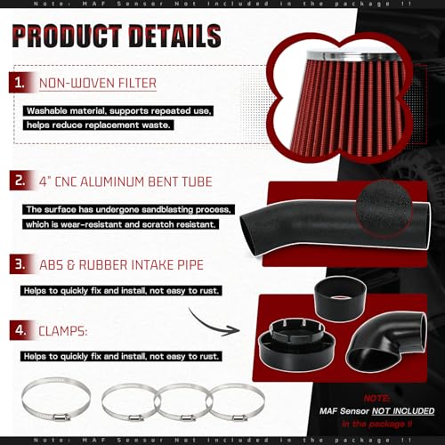 PTNHZ 4" LS Swap Cold Air Intake Kit Relacement With LS1 LS2 LSX LQ4 LQ9 Restomod Camaro Chevelle GTO Monte Carlo Caprice
