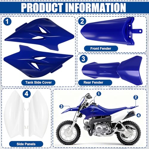 Podoy TTR50 Body Fender Kit Plastic Fairing Set 6PCS (Blue and White)