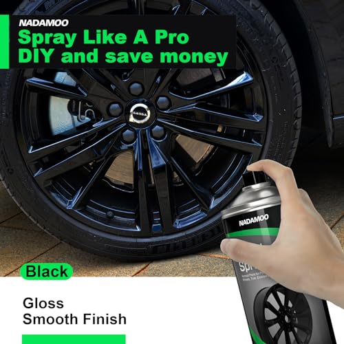 NADAMOO Aluminum Wheel Spray Paint, Aerosol Car Rim Paint for Recolor and Protection of Metal Surface, Gloss Black, 1 Can, 13 Oz - color: Glossy Black, size: 13 Ounce (Pack of 1)