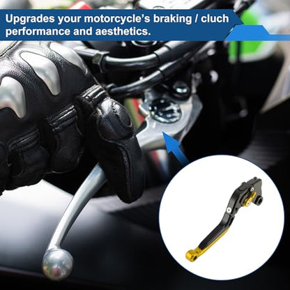 Brake Clutch Levers for Kawasaki ZX636R 00-04 Black Gold Tone - color: Black Handle Gold Tone End