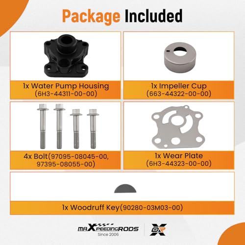 maXpeedingrods 6H3-W0078-00-00 Outboard water pump impeller Kit for Yamaha - size: For 50 60 70HP 1997-2006