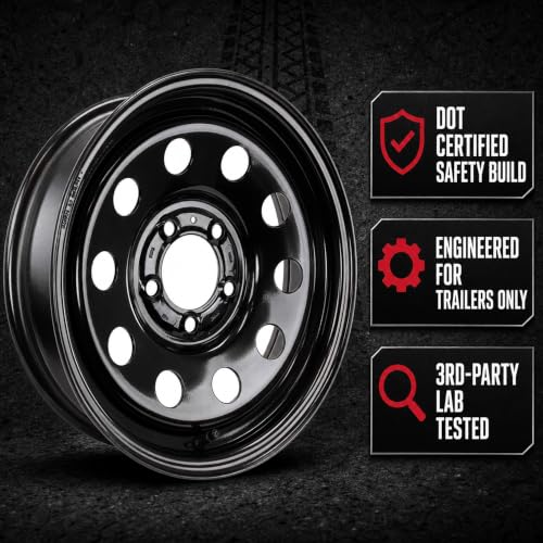eCustomrim 2-Pack Trailer Wheel 15X5 15 Inch 5 Lug On 4.5 Black Modular Rim