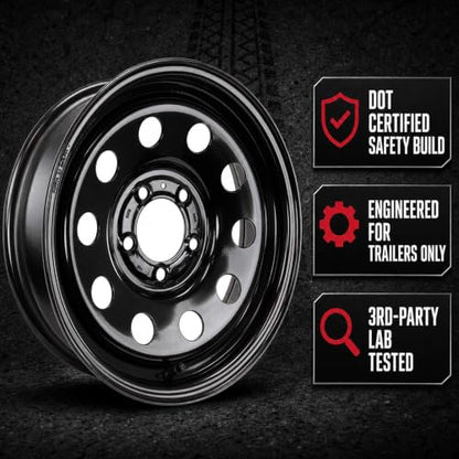eCustomrim 2-Pack Trailer Wheel 15X5 15 Inch 5 Lug On 4.5 Black Modular Rim