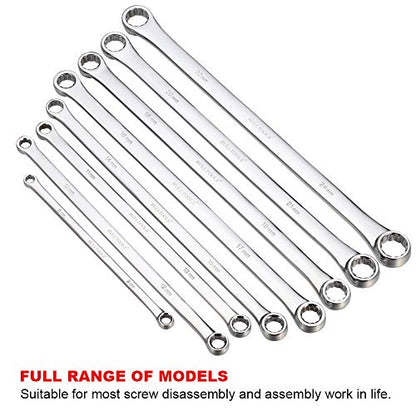 BULLTOOLS Extra Long Double Box End Wrench Set Chrome Vanadium Steel Aviation Wrenches Metric 8-24mm with Organizer Box (8-Piece) - size: 8mm-24mm