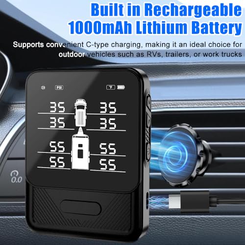 RV Tire Pressure Monitoring System TPMS w/8 Sensors(0-108 PSI) - size: 8 Sensors