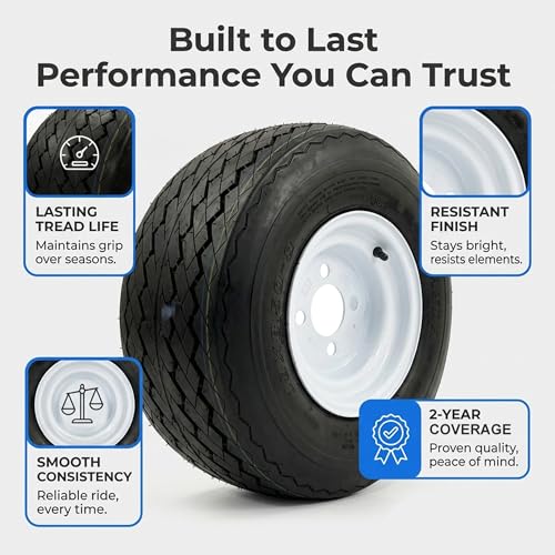 eCustomrim 2-Pack Golf Cart Tires On Rims 18-850-8 18X8.50-8 White 4 Lug - size: Set of 2