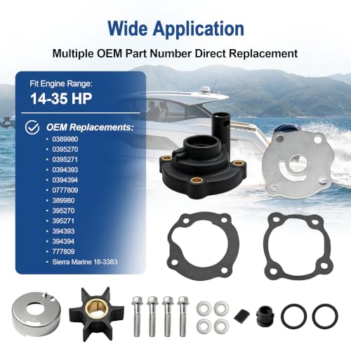 MARKGOO Water Pump Repair Kit 395270 for Johnson Evinrude Outboard 14-35 HP - color: 395270 fits 14 20 25 28 35HP