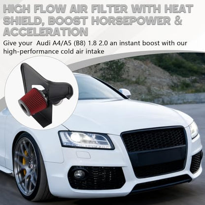 Cold Air Intake for 2008-2012 Audi B8 A4/A5 1.8/2.0T TFSI - size: 08/12 Audi A4/A5 B8 1.8/2.0TFSI Gen1/2
