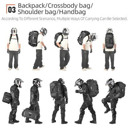 Rhinowalk Motorcycle Tail Bag Expandable Motorcycle Travel Luggage Waterproof 70L with MOLLE System Trunk Rack Bag with Sissy Bar Straps-Black - size: Black 50-70L