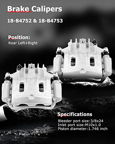 cciyu Rear Left & Right Disc Brake Calipers With Bracket 18-B4753 18-B4752 - size: Rear[18-B4753+18-B4752]