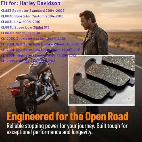 Front and Rear Brake Pads for Harley Davidson Sportster 1200 XL1200C Custom