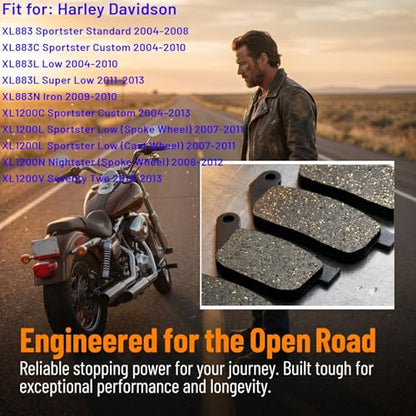 Front and Rear Brake Pads for Harley Davidson Sportster 1200 XL1200C Custom