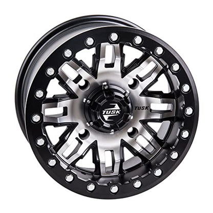 TUSK 4/156 Teton Beadlock Wheel 15x10 5.0 + 5.0 Machined/Black Compatible with POLARIS RZR/General/Ranger KAWASAKI KRX/Ridge/Mule Pro YAMAHA RMAX/YXZ