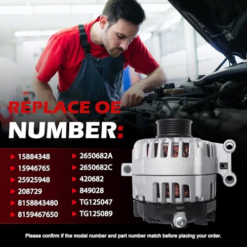 11148 Alternator 125Amp 12V Compatible with Colorado Canyon H3 H3T i290 i370 2007-2012 OE 15884348, 15946765, 25925948