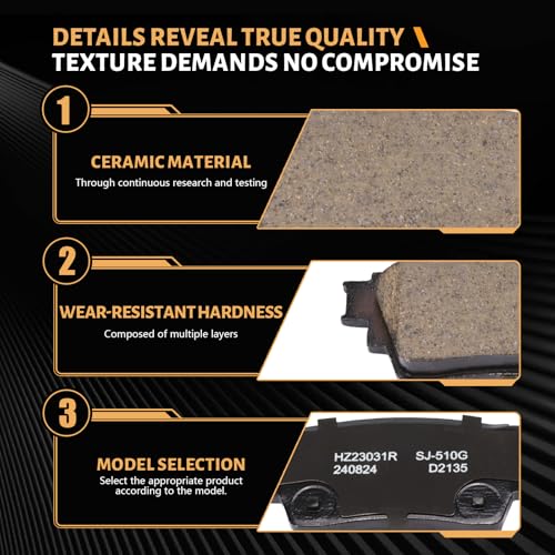 D2135 Rear Ceramic Brake Pads Kit Fit For Mitsubishi Outlander 2017-2020, For Eclipse Cross 2018-2020, For Outlander PHEV 2018-2022 - size: HZ2135