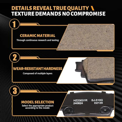 D2135 Rear Ceramic Brake Pads Kit Fit For Mitsubishi Outlander 2017-2020, For Eclipse Cross 2018-2020, For Outlander PHEV 2018-2022 - size: HZ2135