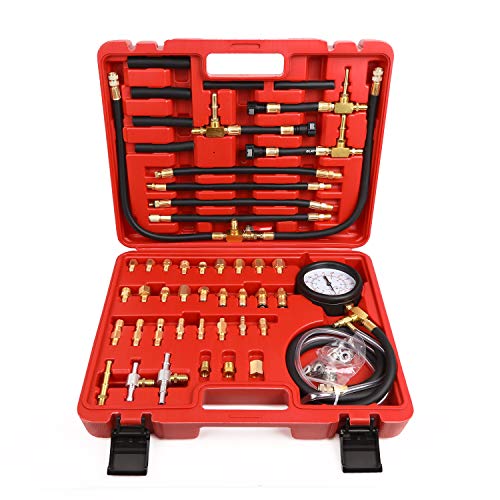 BETOOLL Pro Fuel Injection Pressure Tester Kit Gauge 0-140 PSI with 9.49,7.89,6.30 Fuel Line Fittings - size: Pro Fuel Pressure Tester Kit