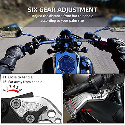 JAVIK Updated Universal Bike Brake Master Cylinder Clutch Lever Set for 7/8" 22mm Handlebar Compatible with Motorcycle Honda Kawasaki Suzuki Yamaha - Silver (Including Left & Right) - color: Silver