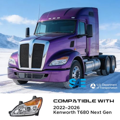 VRC Headlight for 2022 2023 2024 Kenworth T680 Next Gen P546156100 - size: 2022-2024 Left Driver Side
