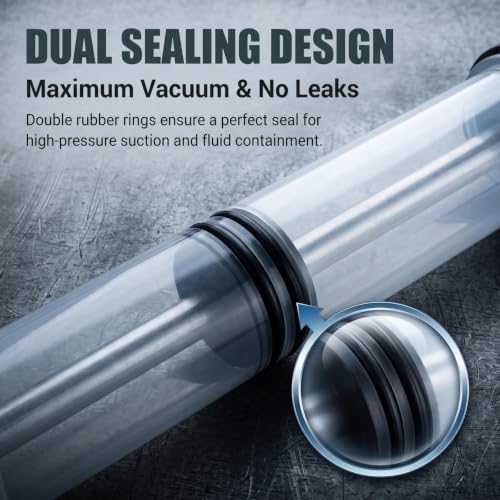 500CC Car Fluid Extractor, Automotive Fluid Extractor with 2 Extraction Tubes, Manual Extraction and Fill Pump, Universal Oil Change Syringe for Car, Motorcycle (Transparent)