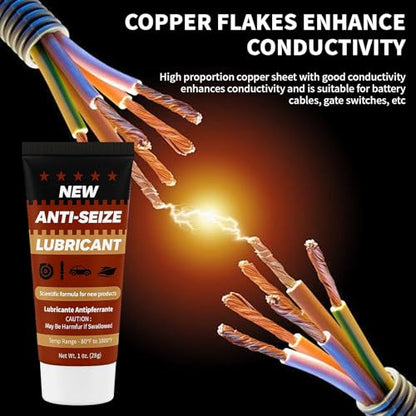 Copper Anti-Seize Brake Caliper Grease & Thread Lubricant - High Temp Copper Antiseize Compound Prevents Noise, Seizes - Use for Brake Pins, Bolts, Spark Plugs, Automotive Application - 1oz Tube 1Pack - color: 1 oz