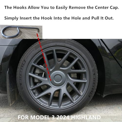 Wheel Center Cap ，for Tesla Model 3 2024 2025 2026 Highland Wheel Hub Caps Wheel Center Cover Model 3 Replacement Exterior Accessories - Set of 4