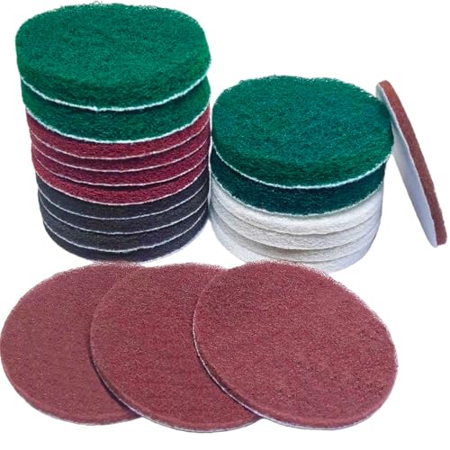 20 PCS 4 Inch 120-2000 Grit Hoop and Loop Scrubber Scouring Pads Drill Scuffing Disc Flocking Scuff Pads, Conditioning Discs Polishing Pads for Furniture Automotive Cleaning, Rust Removal - style: MIX Grit