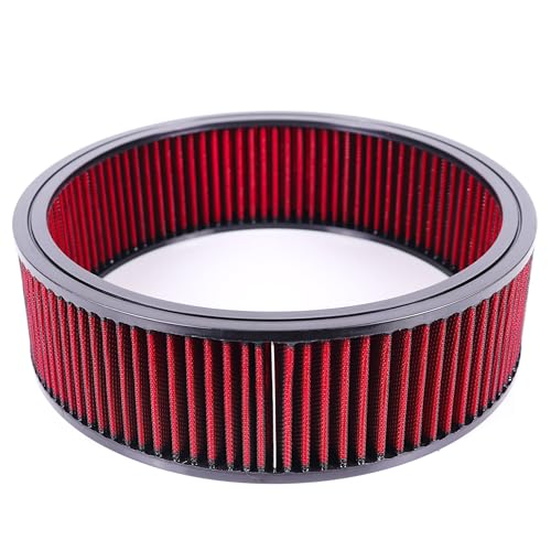 14"x4" Round Air Cleaner Filter Element High Flow (Red) - size: 14" x 4" Red