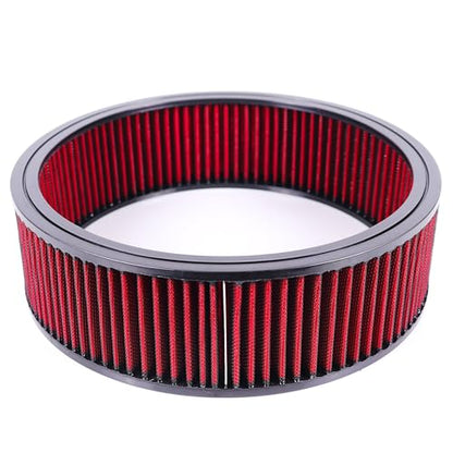 14"x4" Round Air Cleaner Filter Element High Flow (Red) - size: 14" x 4" Red