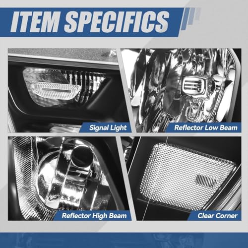 Auto Dynasty Headlights Assembly Compatible with 2019-2024 Dodge Ram 1500, Driver and Passenger Side Halogen Headlamps, GM2502329 GM2503329, Black Housing Clear Corner - color: Black Clear