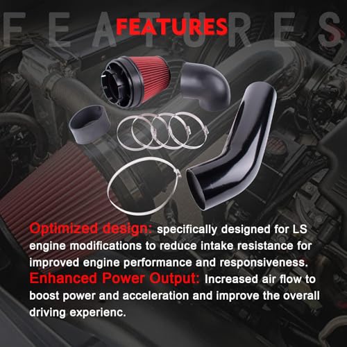 LS Swap Cold Air Intake Kit 92MM for LS1 LS2 LQ4 LQ9 Engines