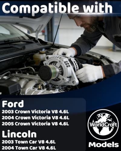 WorldCraft 12V 130A Alternator for Ford Crown Victoria Town Car Grand Marquis - size: 3W1U-10300-AA