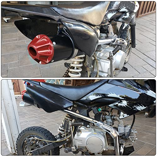 GREHUA 28mm Exhaust Muffler with Heat Wrap Compatible with 50cc 70cc 90cc 110cc 125cc CRF50 CRF70 XR50 SSR110 SSR125 Taotao DB10 DB14 Baja Xpro Apollo Rocketa TTR SDG Coolster Pit Dirt Bike Parts - color: a-red