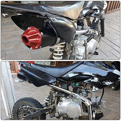 GREHUA 28mm Exhaust Muffler with Heat Wrap Compatible with 50cc 70cc 90cc 110cc 125cc CRF50 CRF70 XR50 SSR110 SSR125 Taotao DB10 DB14 Baja Xpro Apollo Rocketa TTR SDG Coolster Pit Dirt Bike Parts - color: a-red