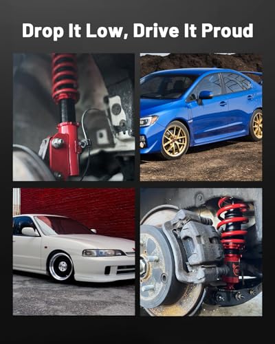 EVIL ENERGY Coilovers Compatible for Volkswagen GTI 2006-2009, for VW Golf 2003-2007, Height Adjustable Lowering Kit, Twin-Tube Coilover Suspension Kit for Comfortable Ride, Red