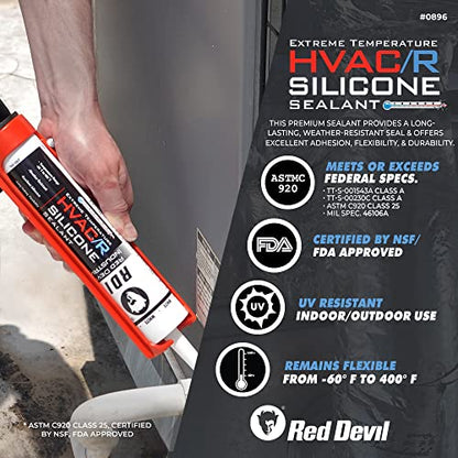 Red Devil 089650 Extreme Temperature HVAC/R Silicone Sealant, 280 ml, Aluminum, 1 Pack, Made in USA - color: Aluminum, size: 1 Pack