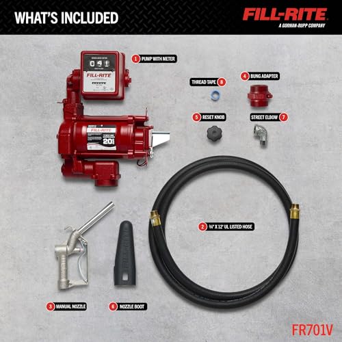 Fill-Rite FR701V 115V 20 GPM Fuel Transfer Pump With Standard Mechanical Meter Package, Gallons - For Gasoline, Diesel, Kerosene, Ethanol Blends, Methanol Blends & Biodiesel up to B20 - size: 1 1/4" Inlet - 3/4" Outlet, style: 115V Gal. Meter & Standard A