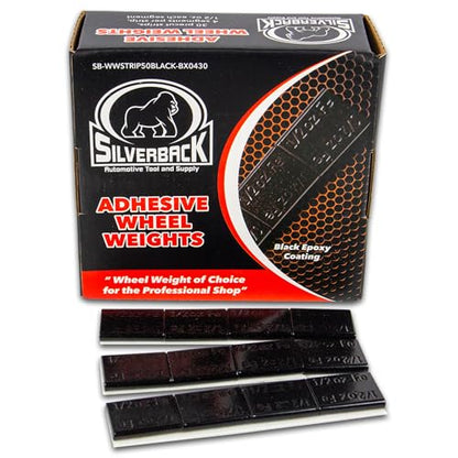 Silverback 1/2 oz Black Steel Adhesive Wheel Weights, 120-Piece Box - color: Black, size: 1/2 oz