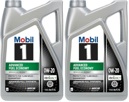 Mobil 1 Advanced Fuel Economy Full Synthetic Motor Oil 0W-20, 5 Quart (Pack of 2) - size: 5 Quart (Pack of 2), style: Full Synthetic