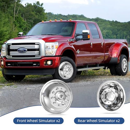 hightall 19.5 Wheel Simulators, 19.5" 10 Lug Stainless Steel Hubcaps,Polished Surface,2Pcs Front Wheel/2Pcs Rear Wheel,Bolts On Wheel Cover Set Compatible with Ford 2005-2025 F450/F550 - size: 19.5" For 2005-2025 F450 F550