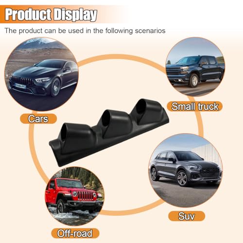Black Triple Pillar Gauge Pod Holder, Plastic 3 Hole 52mm Automotive Digital Gauge Bracket, Universal A-Pillar Gauges Mount Accessories for Most Vehicles
