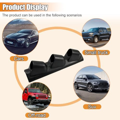 Black Triple Pillar Gauge Pod Holder, Plastic 3 Hole 52mm Automotive Digital Gauge Bracket, Universal A-Pillar Gauges Mount Accessories for Most Vehicles